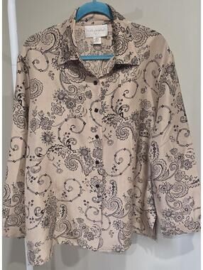 The Answer 100% Silk Floral Button-Up Shirt